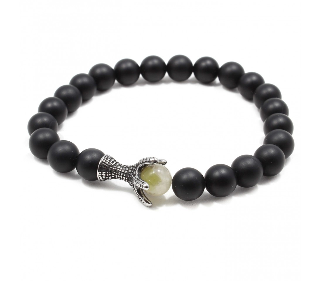 Bratara Metallic Claw, pietre naturale Agate si Turmalina