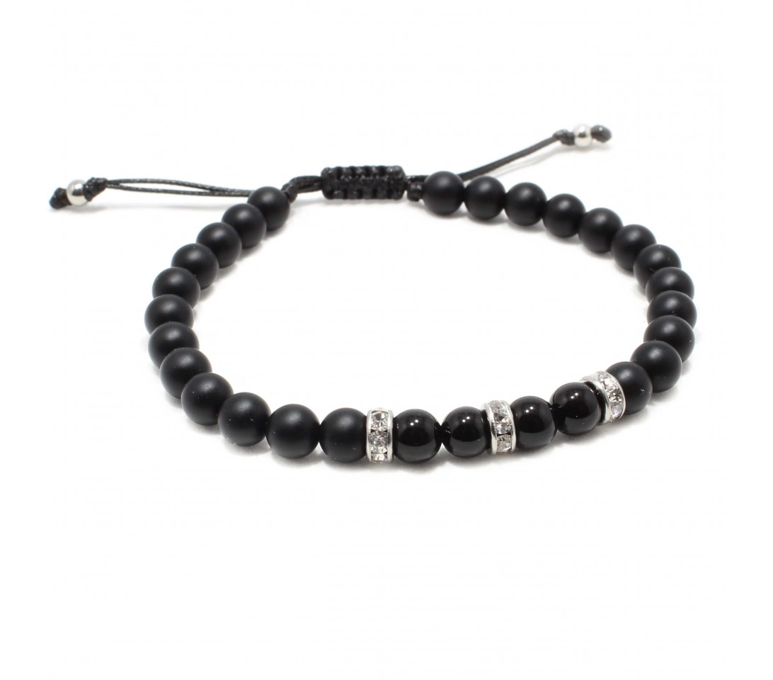 Bratara Blacky, pietre naturale Onix si Agate