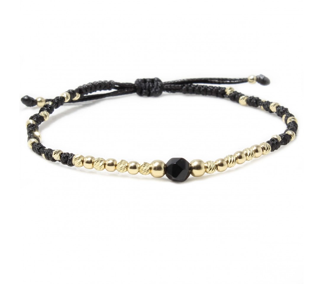 Bratara Barracas, piatra naturala Onix starcut si bilute din Aur 14k