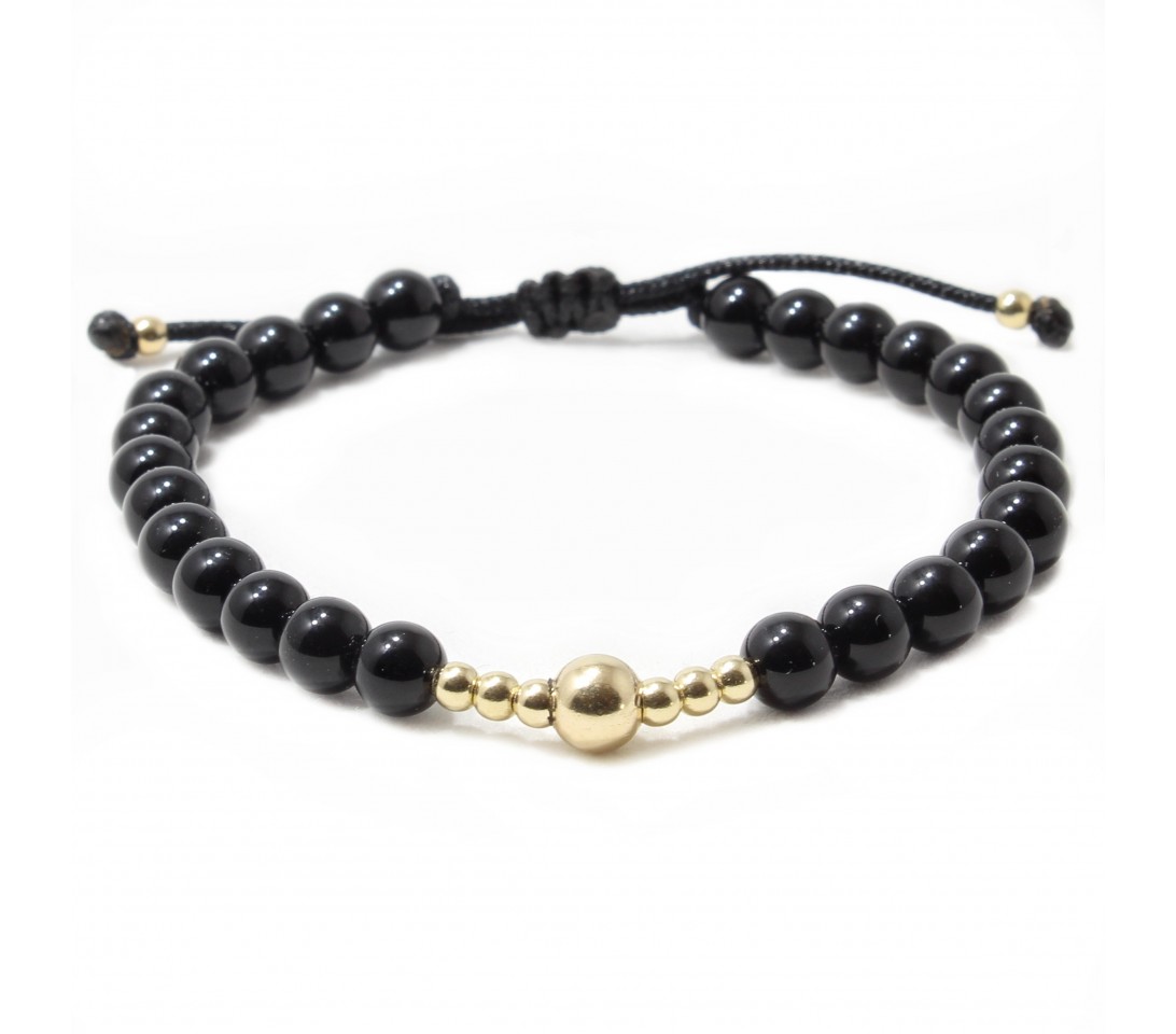 Bratara Potos, pietre naturale semipretioase Onix si bilute din Aur 14k