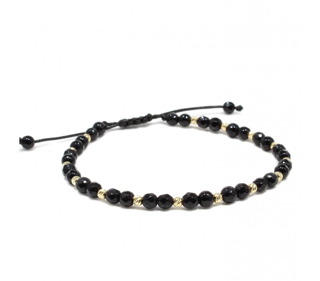 Bratara Abuja, pietre naturale Onix si bilute din Aur 14K