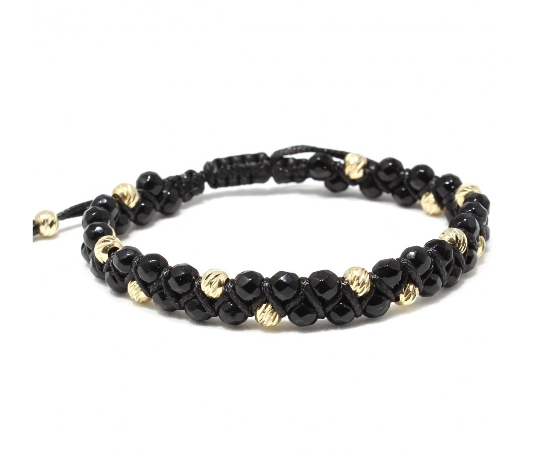 Bratara Shenyang, pietre naturale Onix si bilute din Aur 14K