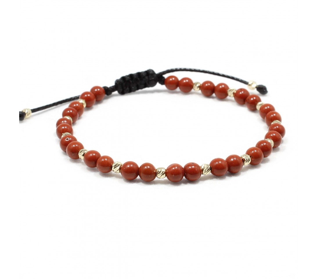 Bratara Lahore, pietre naturale Red Jasper si bilute din Aur14K