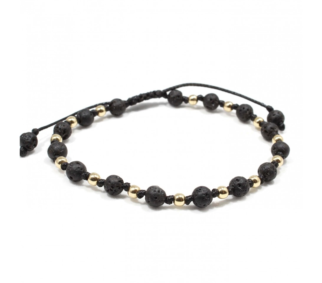 Bratara Cagliari, pietre naturale vulcanice si bilute din Aur 14K