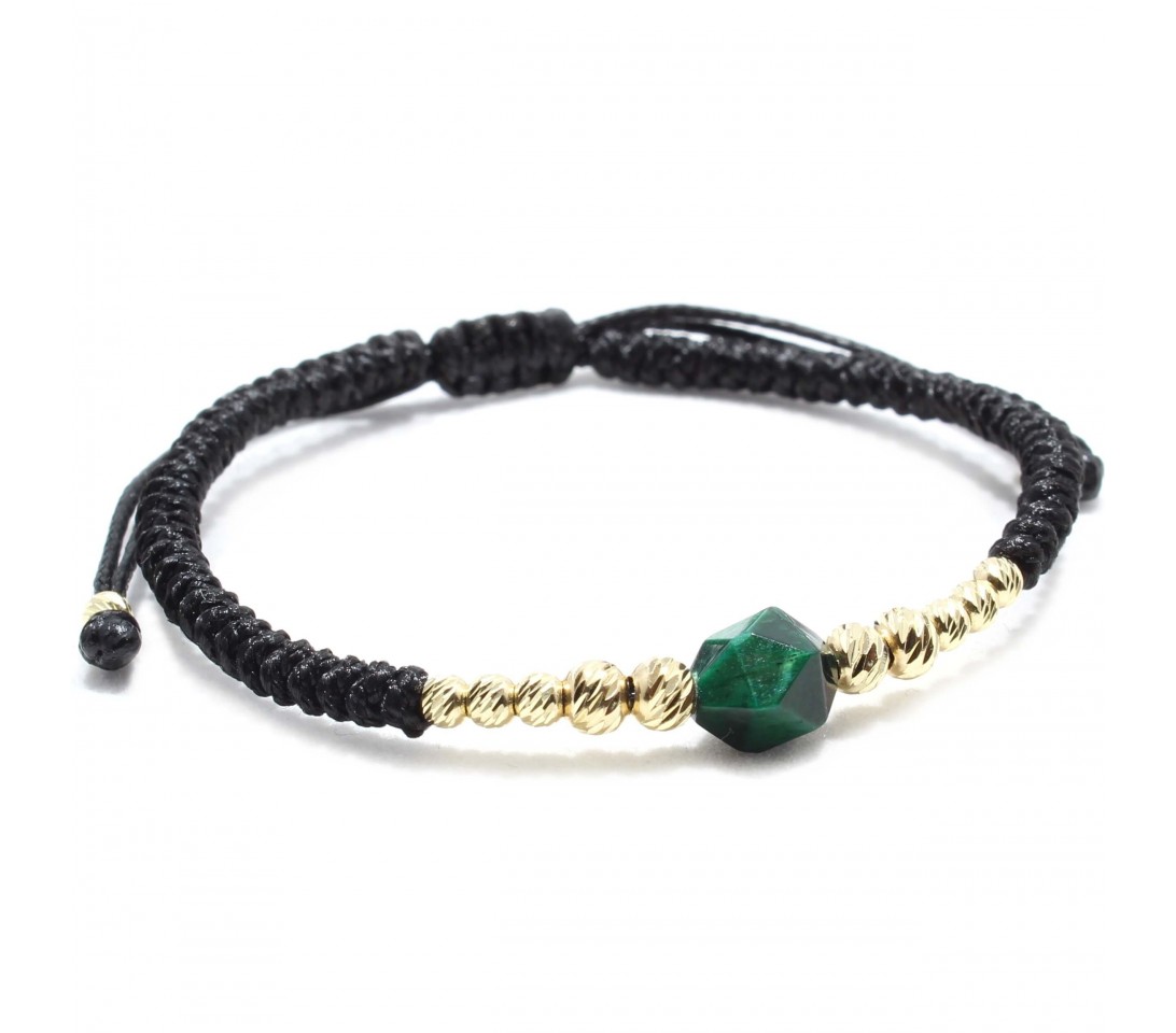 Bratara Osaka, pietre naturale semipretioase Ochi de Tigru si bilute din Aur 14K