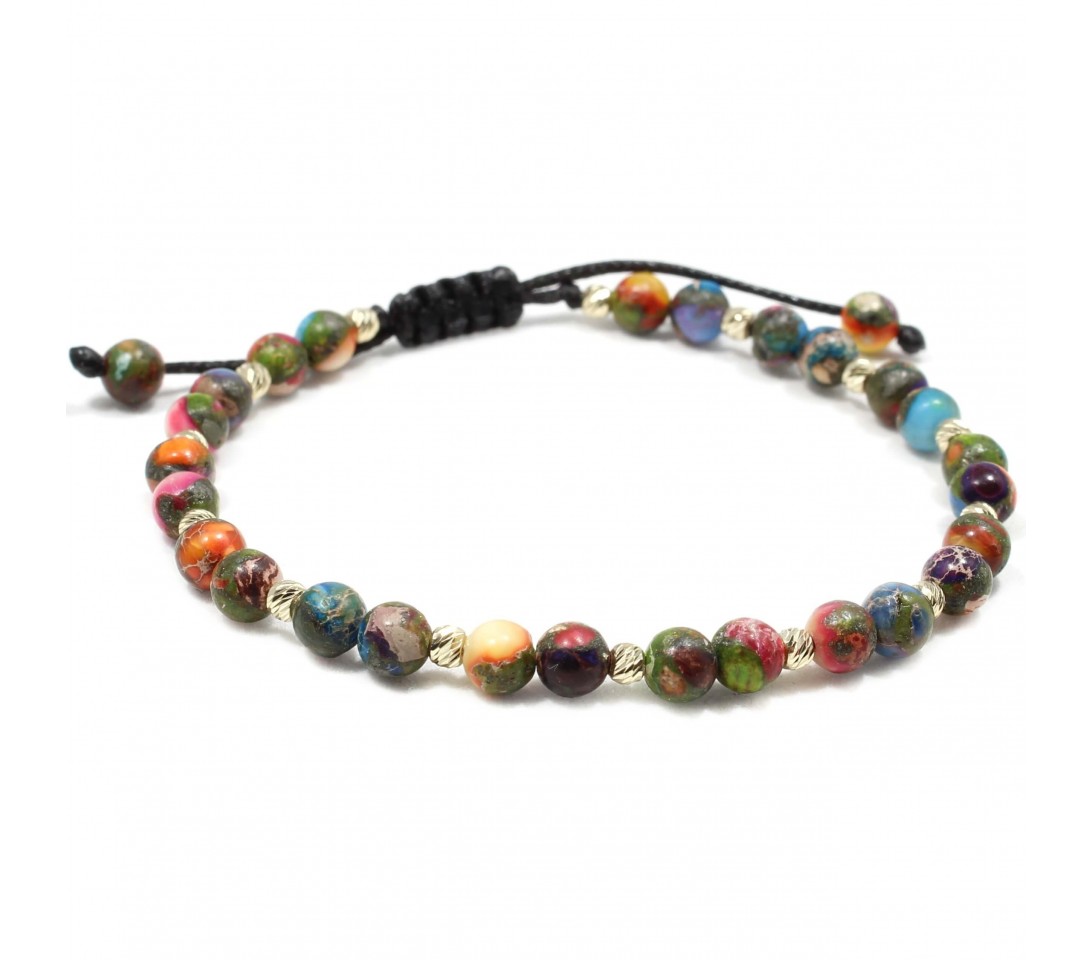 Bratara Guajara, pietre naturale Regalite si bilute din Aur 14K