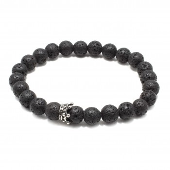 Bratara King Crown Lava, pietre naturale vulcanice 