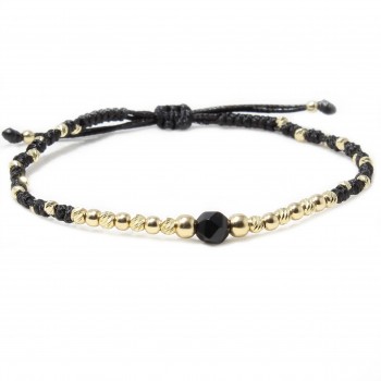 Bratara Barracas, piatra naturala Onix starcut si bilute din Aur 14k