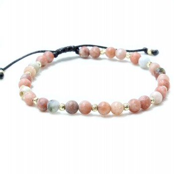 Bratara Juliet, pietre semipretioase  Marble and Sesame Jasper/Kiwi Jasper si bilute din Aur 14k