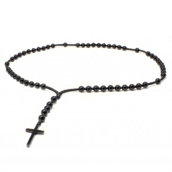 Lant Rozariu Ultra Black, pietre naturale semipretioase Onix