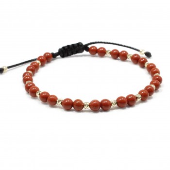 Bratara Lahore, pietre naturale Red Jasper si bilute din Aur14K