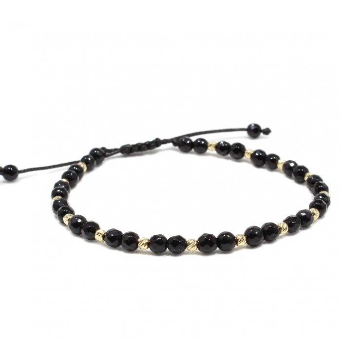 Bratara Abuja, pietre naturale Onix si bilute din Aur 14K