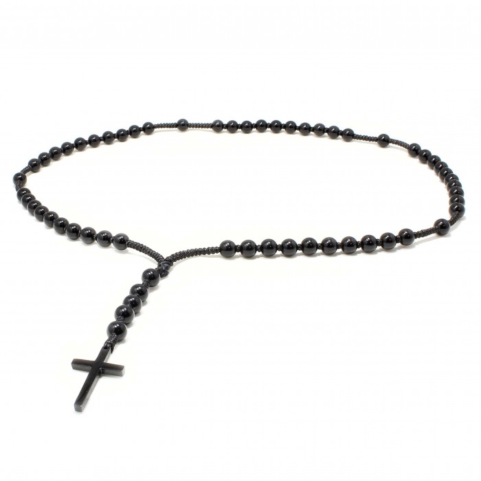 Lant Rozariu Ultra Black, pietre naturale semipretioase Onix