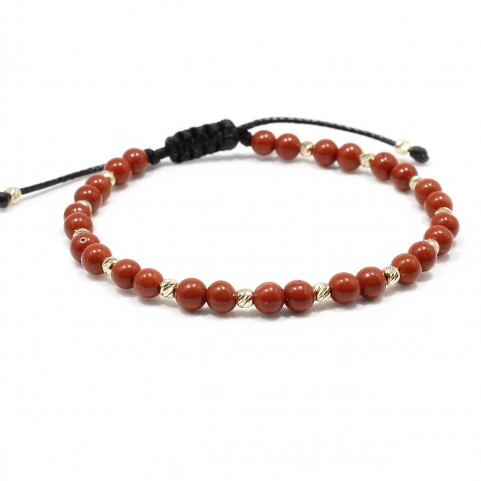 Bratara Lahore, pietre naturale Red Jasper si bilute din Aur14K