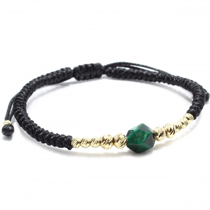 Bratara Osaka, pietre naturale semipretioase Ochi de Tigru si bilute din Aur 14K