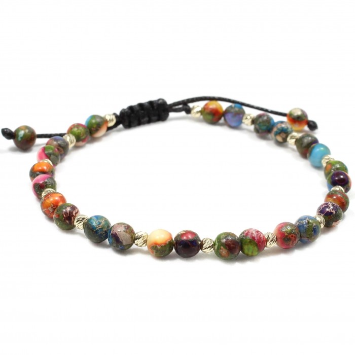 Bratara Guajara, pietre naturale Regalite si bilute din Aur 14K