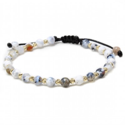 Bratara Hamburg, pietre naturale semipretioase si bilute din Aur 14k