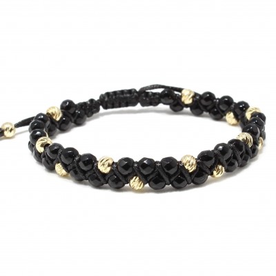 Bratara Shenyang, pietre naturale Onix si bilute din Aur 14K