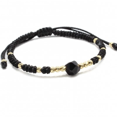 Bratara Beijing, piatra naturala Onix fatetat si bilute din Aur 14K
